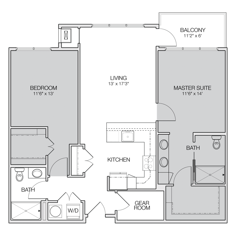 Two Bedroom Two Bath Apartment Floor Plans | online ...